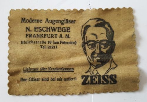 Vintage Zeiss Frankfurt Germany Optician Eyeglass Cleaning Advertising Cloth