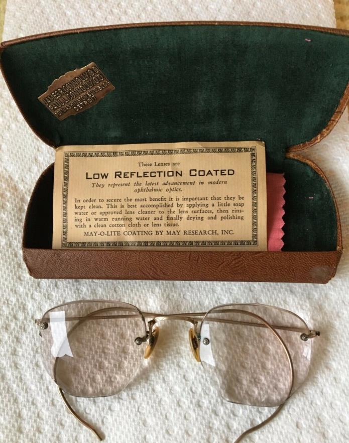 Antique 1910 SHURON 12K GF eye wear glasses in original case
