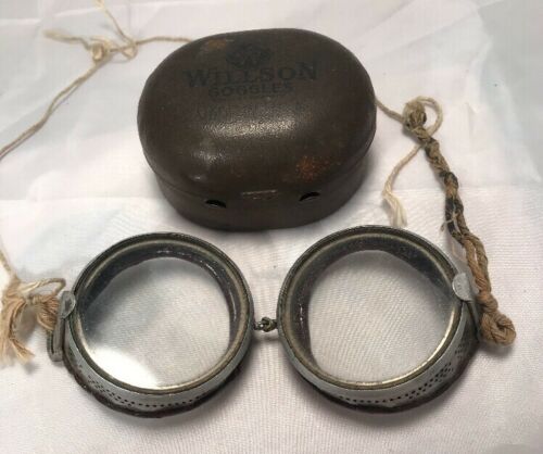 Antique Willson Safety Glasses Goggles Vtg Retro STEAMPUNK Spectacles 1920s USA
