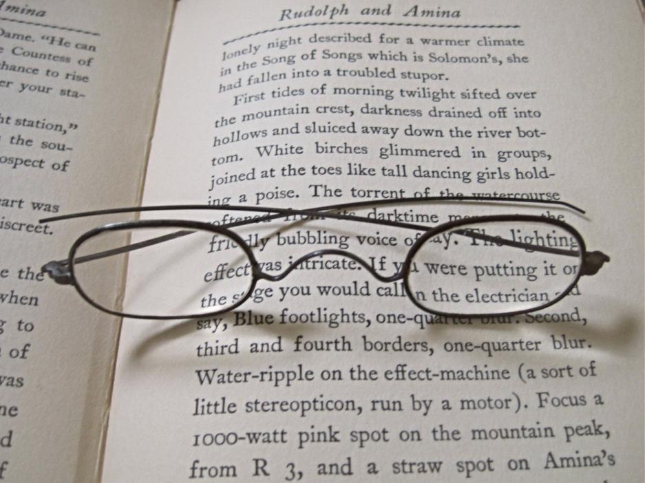Antique Wire Civil War Era Spectacles Oblong Lens Crank Nose, Old Eye Glasses