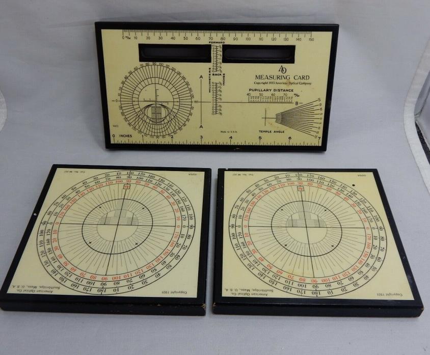 PUPILLARY DISTANCE Measuring Cards 1933 American Optical Co. Set of 3