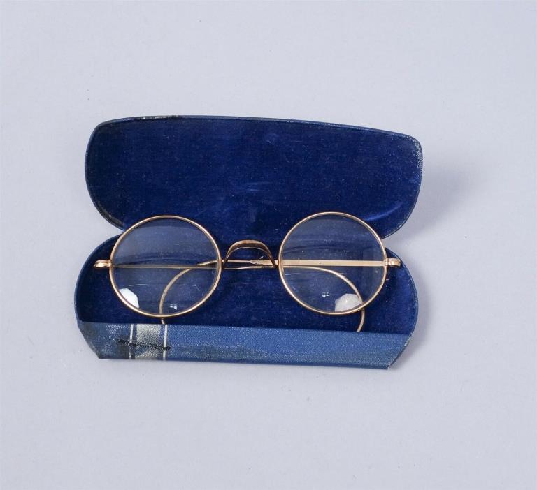Vintage 1920s Gold GF Round Bifocal Spectacles Eyeglasses w Case