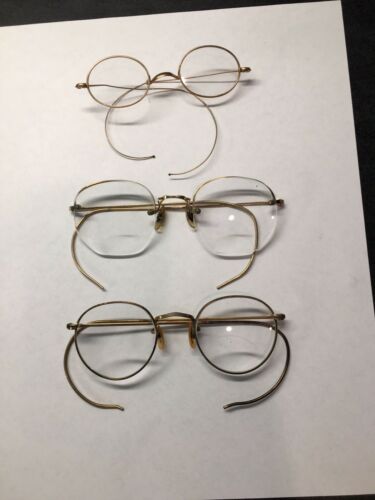 Antique Vintage Gold Filled Glasses For Cosplay Movie Props