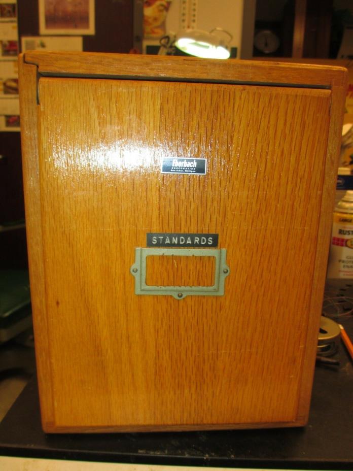 Vintage OAK MICROSCOPE SLIDE Box STORAGE CABINET w/ 17 trays