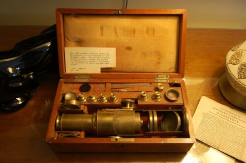 Antique Mid-19th Century English Microscope in Original Case