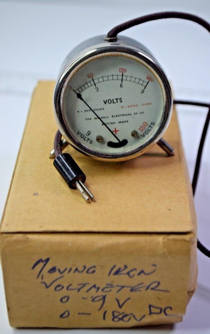 Vintage Walsall Electrical Co. British make moving iron volt meter vintage 1.22