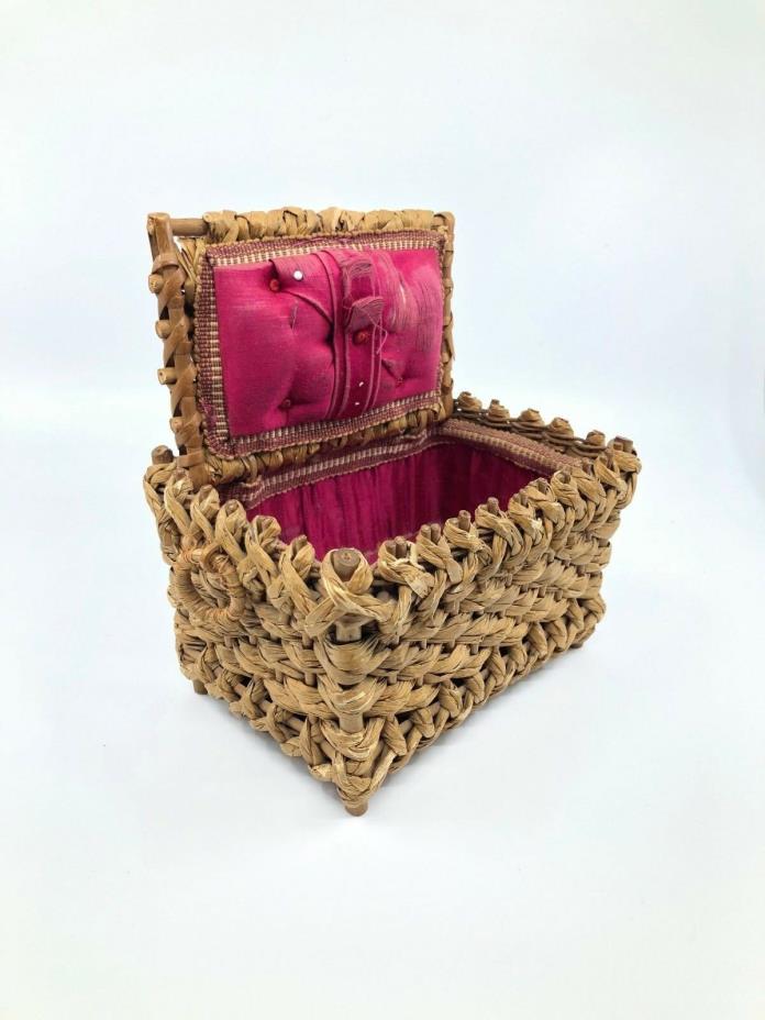 Wonderful Antique Woven Sewing Basket
