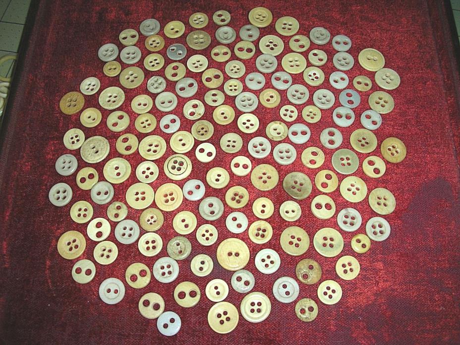 140 Antique Bone Buttons ~ Some Glass ~ Civil War Reenactment Costumes