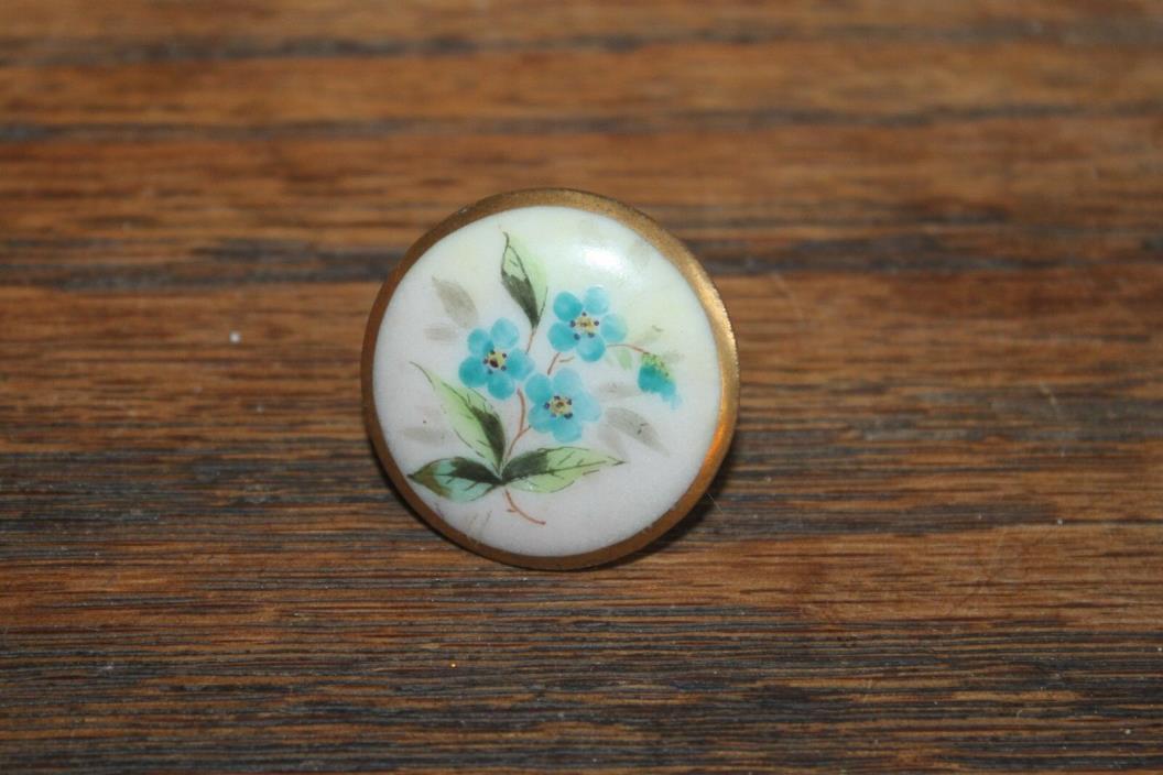 Antique Floral Porcelain Button