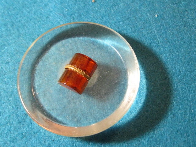 Vintage Button: Extra Large Lucite with Imitation Tortoise and Brass