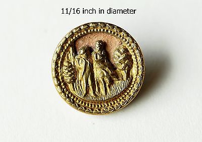 Small Antique Brass Button.  Shipping is Free!