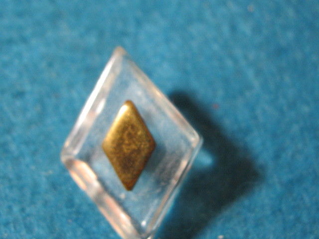 Vintage Button: Lucite Diamond with Brass Center
