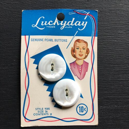 Vintage 1930's Luckyday Genuine Pearl Buttons Original Card