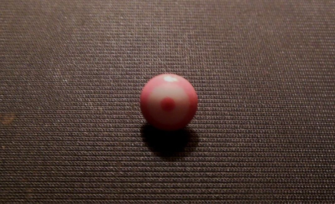 Pink & White BULLS EYE Antique Vintage China Button - 1/2