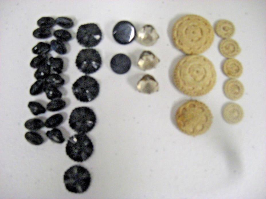 Lot of Antique Black Glass Victorian Button Buttons & OTHERS ANTIQUE BUTTON LO