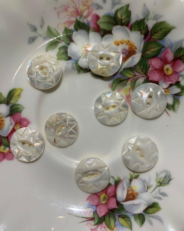 Antique MS River Hand Carved Pearl Buttons 8 pcs-2mm