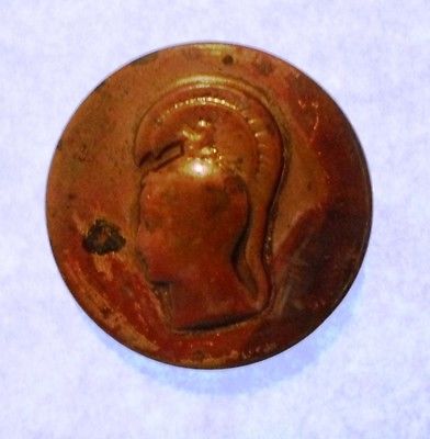 Antique Button with Roman Soldier, No Clutch Fasteners