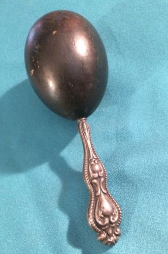 Antique Vintage Sterling Silver Handle Darning Egg Beautiful Ebony Head Nice