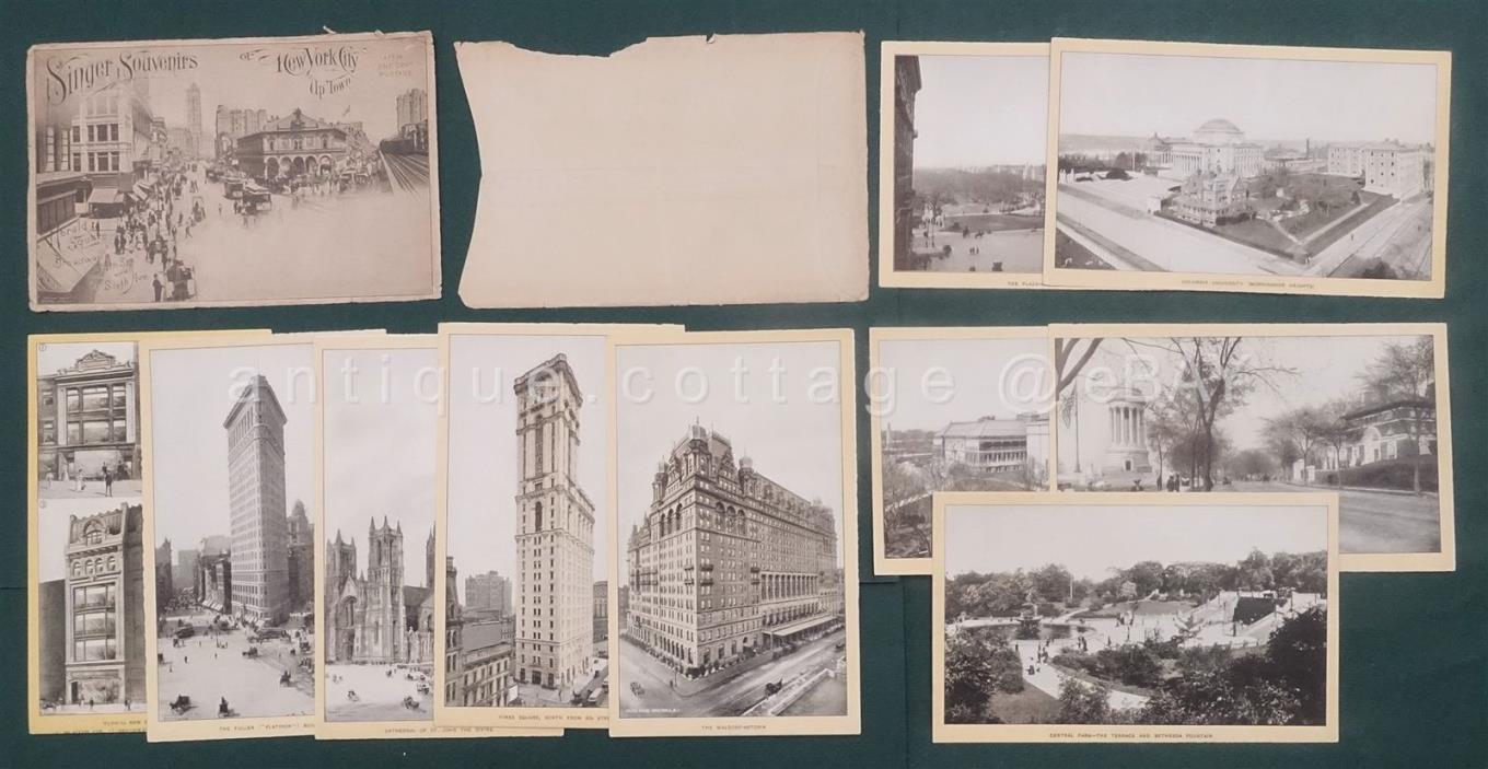 LOT 1904 antique 10 SINGER SEWING MACHINE NEW YORK NY SOUVENIR CARDS broadway