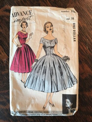 Vintage Advance Import Sewing Pattern Off the Shoulder Formal Dress 113 Sz 16
