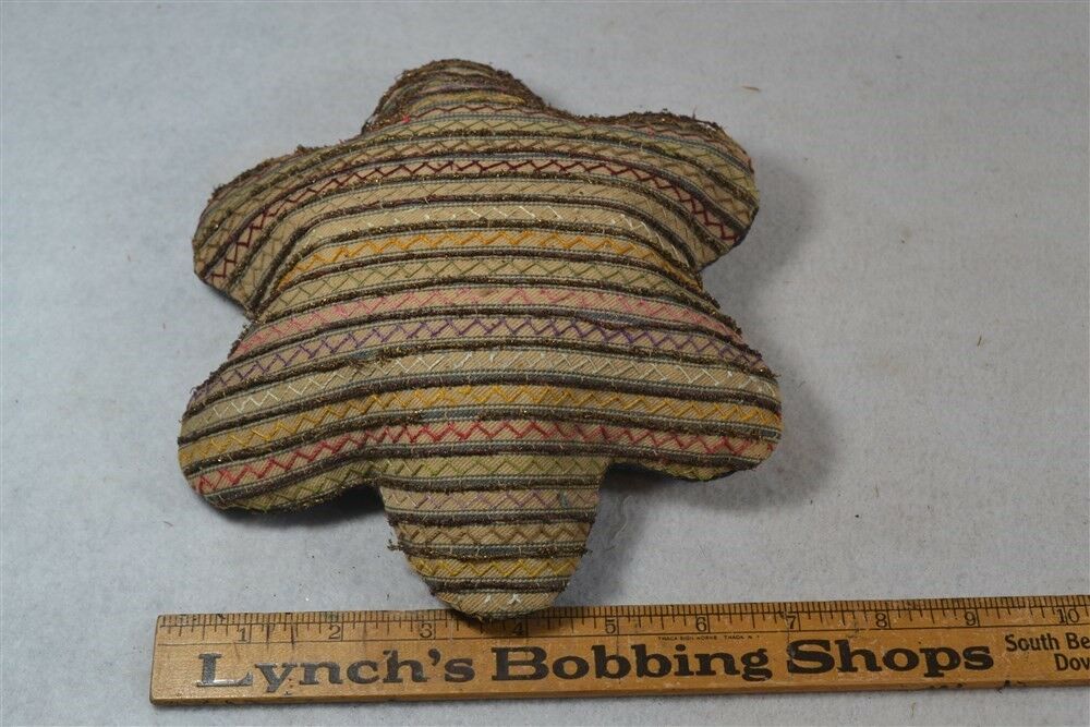 antique sewing pin cushion Victorian embroidered silk velvet hand made  1800