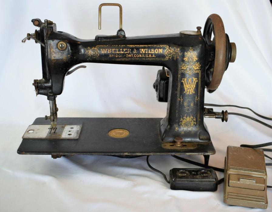 Vtg Antique Wheeler & Wilson #9 Sewing Machine - Working Motor - Needs New Belt