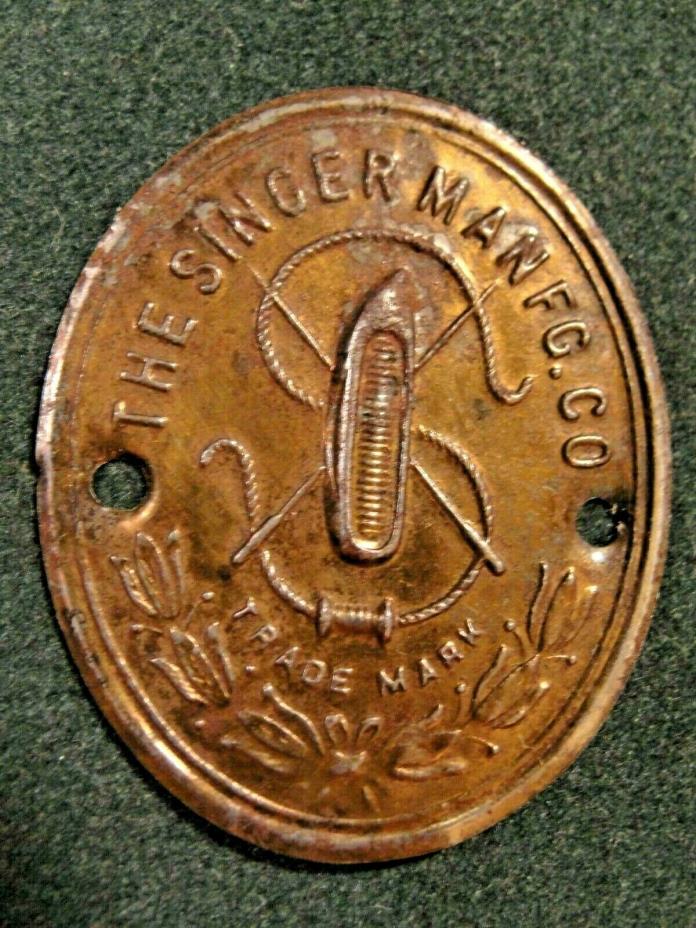 Vintage Singer Sewing Machine Emblem Logo Name Plate