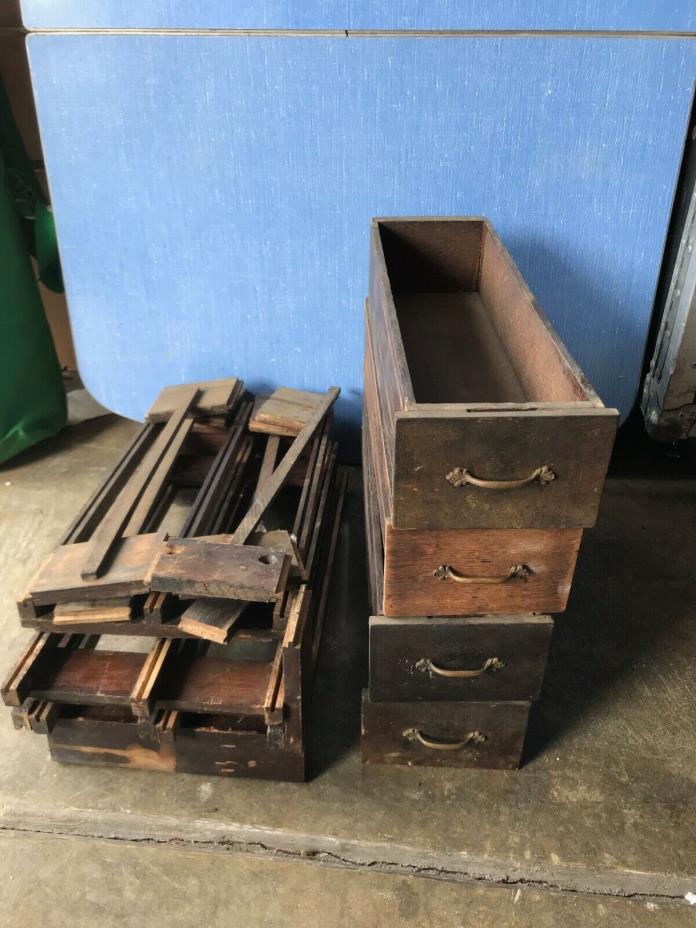 Vintage 1900s Treadle Sewing Machine Cabinet DRAWERS w/ FRAMES & HARDWARE
