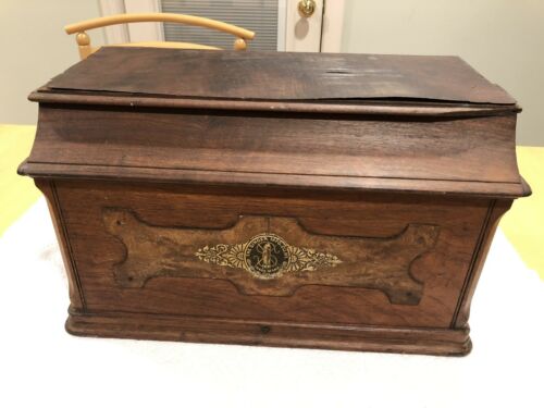 Antique Singer Sewing Machine Treadle Cabinet Cover Wood Coffin Top