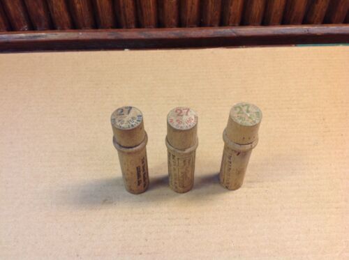 3 VINTAGE Boye #27 WOODEN TUBES with 4 Sewing Machine Needles Each