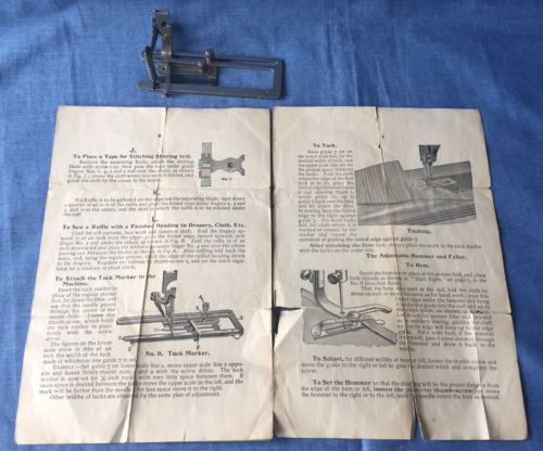 Antique Wheeler & Wilson #9 Sewing Machine Attachment-Tuck Marker w/Instructions