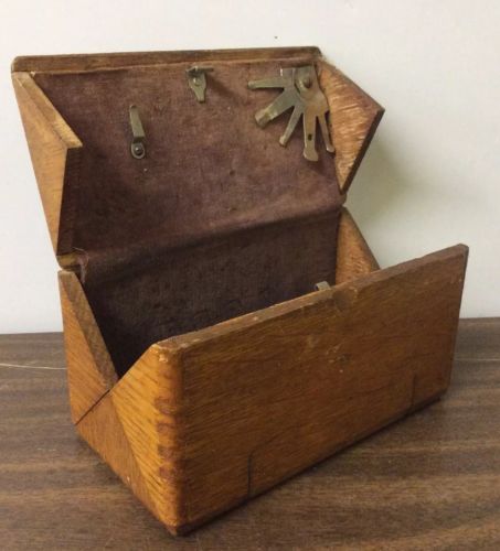 VTG ANTIQUE SINGER SEWING ACCESSORIES FOLDING WOOD PUZZLE BOX PATENT 1835