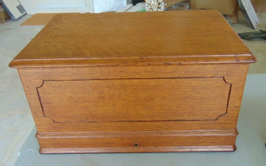 Antique Wilcox Gibbs Treadle Sewing Machine Oak Cabinet Coffin, Box