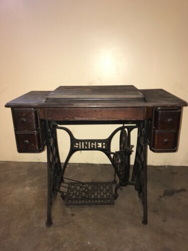 Antique Singer 5 Drawer Sewing Machine Cabinet with Treadle (no sewing machine)