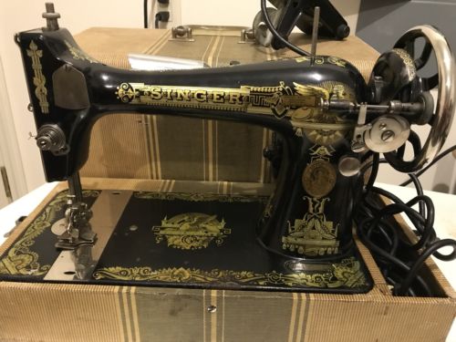 Antique Singer Sewing Machine Model 127 Sphinx Electric Belt Driven Motor C
