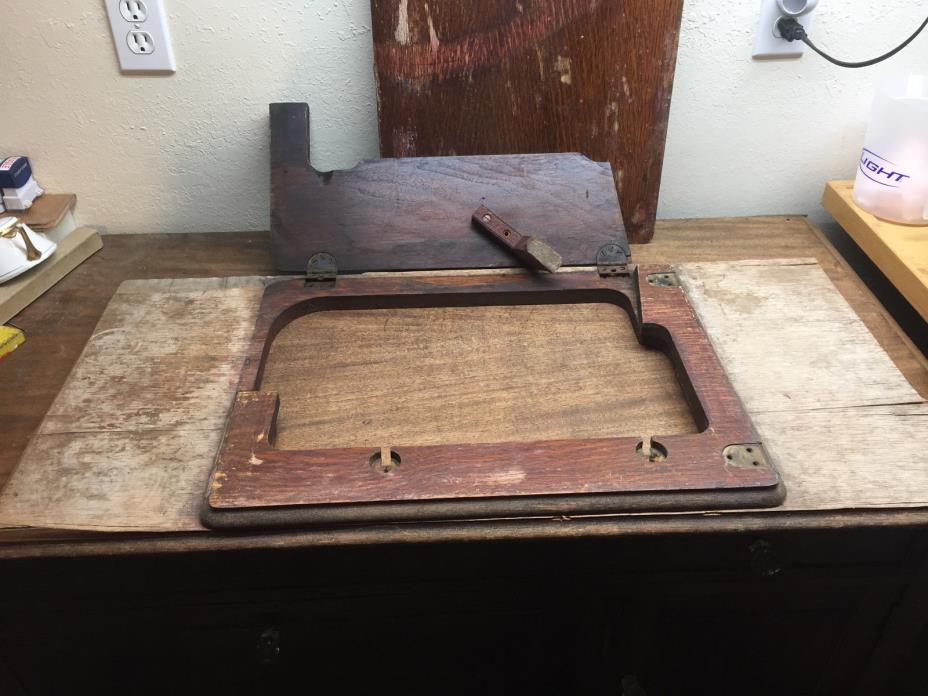 Vintage Singer Treadle Sewing Machine Wooden Cabinet Top, Flip up panel & Top