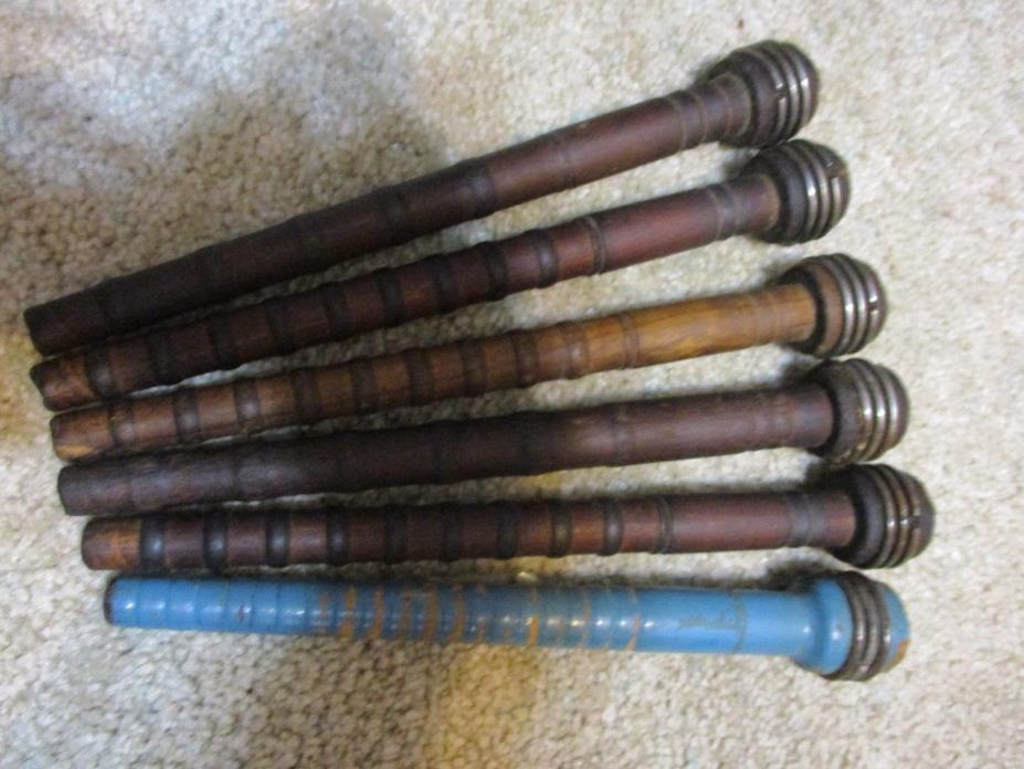 LOT OF 6 PRIMITIVE WOOD ANTIQUE WOOD SPOOLS BOBBINS OLD SEWING NOTIONS VINTAGE