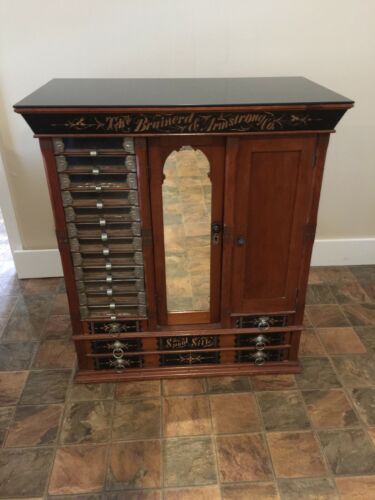 RARE Brainerd & Armstrong ANTIQUE Floor Display spool silk thread cabinet