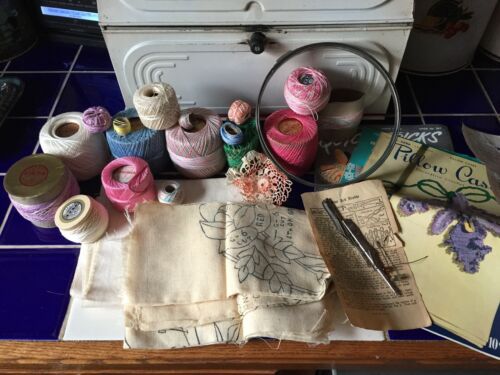 Vtg Antique Coats and Clark's & Other Cotton Darning Thread Fabric Yarn Patterns