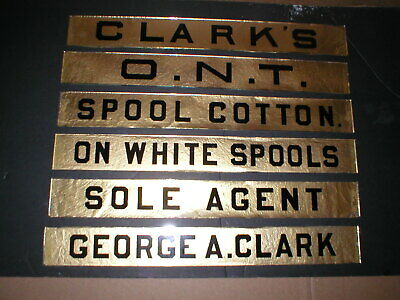 Clarks 6 Drawer Spool Cabinet NEW Glass Name Plates, like originals, 16