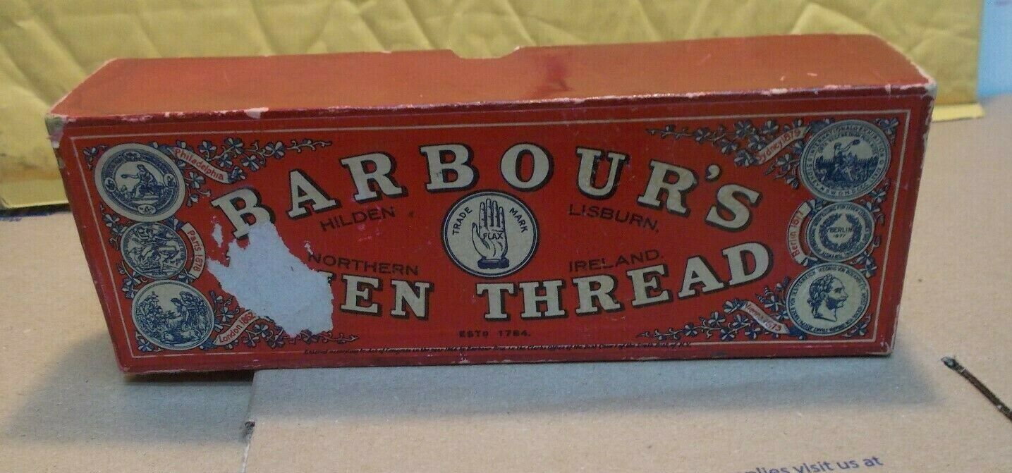 Antique Thread Box Barbour's W 12 / SPOOLS LISBURN N. IRELAND,  COMB SHIP