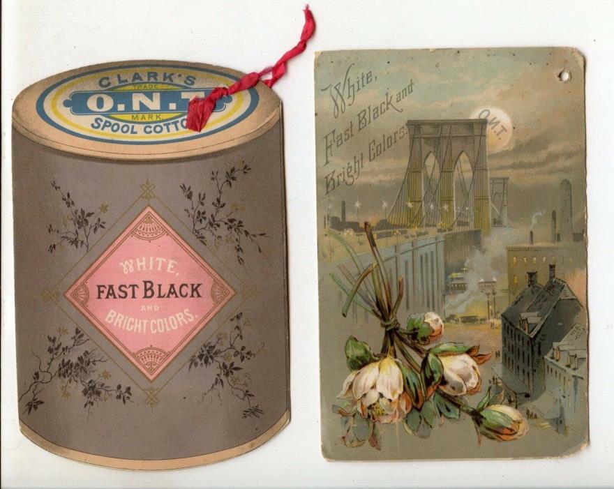 1883 & 1885 Victorian Clarks O.N.T. Thread Sample Advertising Cards, Cotton