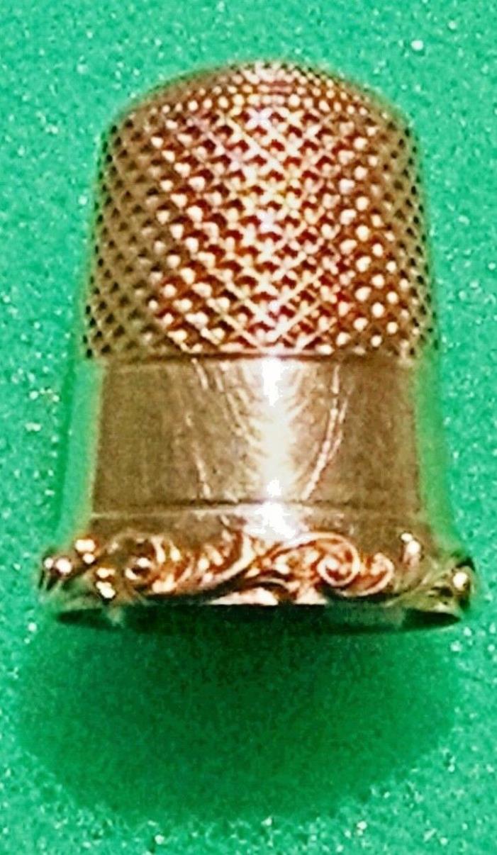 Solid 14K Yellow Gold Thimble Scroll decoration - 19th Century - 4.9 dwt NO MONO