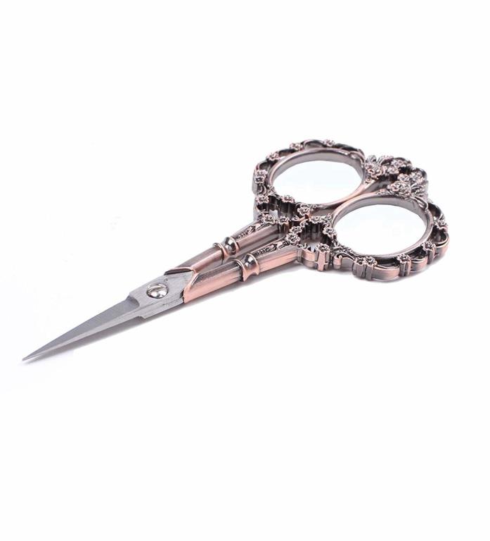 Vintage European Style Scissors Needlework Embroidery Scissors Copper Bronze New