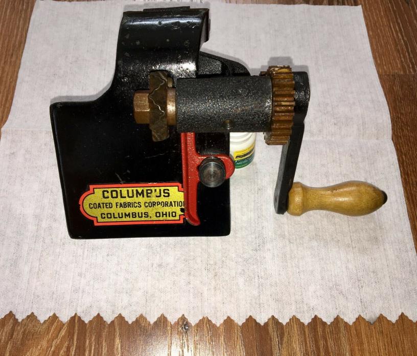 Antique Vintage Pinking Machine COLUMBUS Coated Fabrics Corp Cast Iron