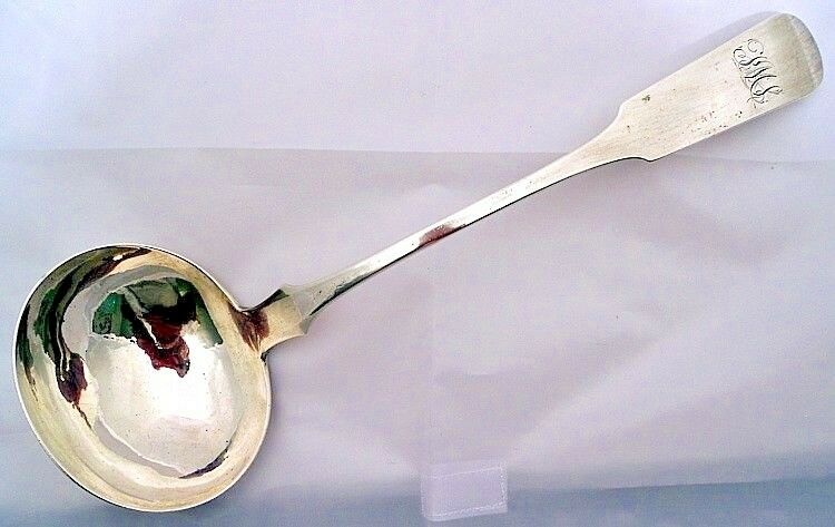 A coin silver soup ladle, A.E.Warner, Baltimore c.1840-60