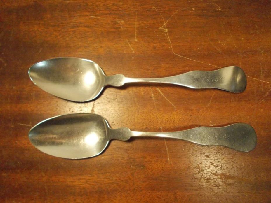 Two Large Rare Coin Silver Serving Spoons Gerrish & Pearson 1858-1877 Maine