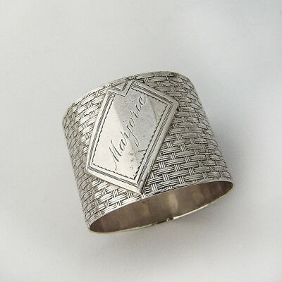 Basket Weave Napkin Ring Coin Silver 1870