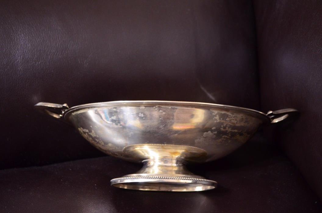 ANTIQUE 800 EUROPEAN COIN SILVER OVAL SERVING BOWL W/ HANDLES AND ETCHED DESIGN