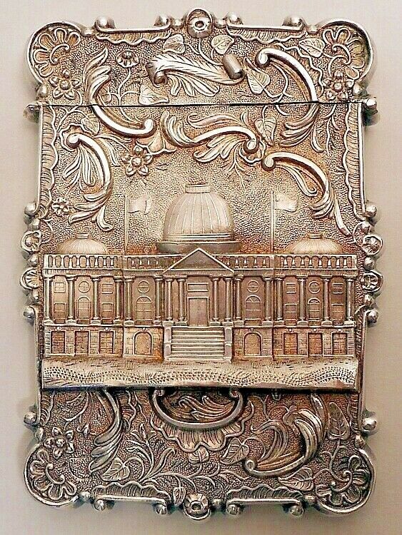 A coin silver “Castle” card case, unmarked, American